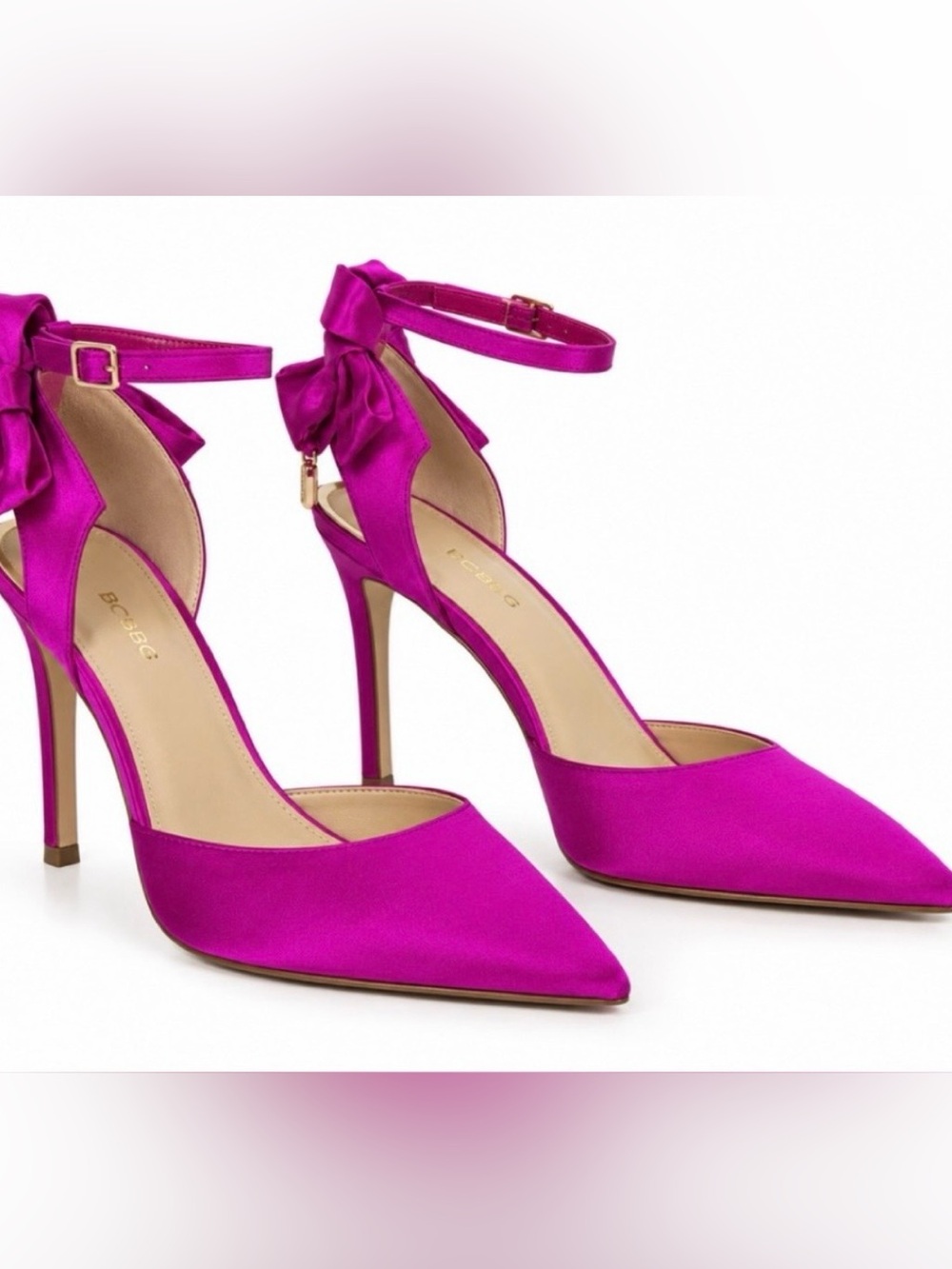 NEW Dee Ocleppo Pointed-Toe Ankle-Strap Pumps with Bow in Bright Fuchsia